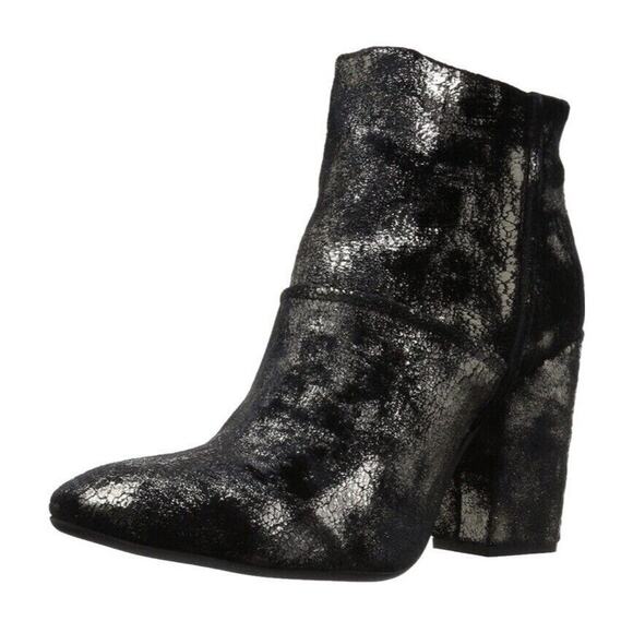 Charles David Celeste Boots Womens Size 9 Ankle Black Metallic Block Heel - Picture 1 of 12